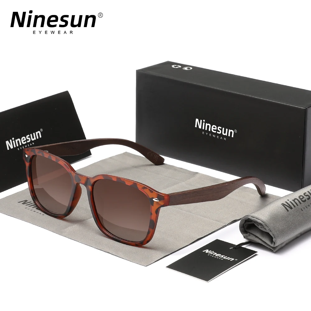Ninesun 월넛 선글라스, 우드 하이 퀄리티 편광 미러 렌즈 안경, UV400, 여성, 휴일 낚시 운전 안경
