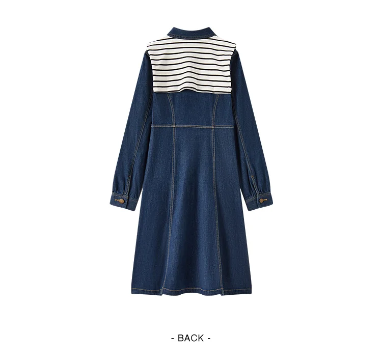 Denim Dress Women With Shawl Mid-length Dress Workwear Style in Spring