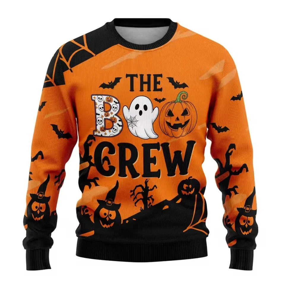 FeMereina Felpa di Halloween da donna con fantasma camicie carine con stampa grafica spettrale pullover casual a maniche lunghe horror top, Black One Ghost, L