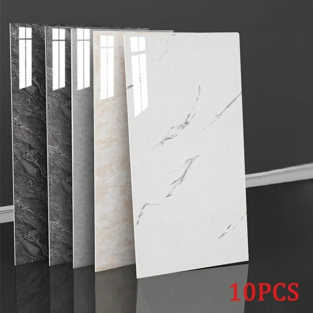 Self-adhesive Marble Tiles Sticker PVC Tile Wall Floor Stickers 10Pcs