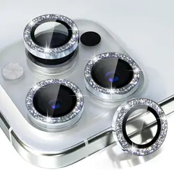 Sleek Titanium Gray Camera Lens Protector Cover - Premium Phone Accessory - iPhone 13 (Glitter Silver)