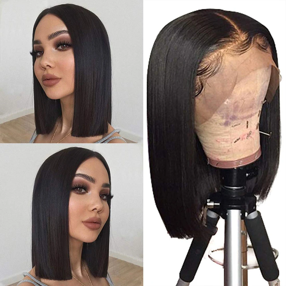 Perucas curtas de cabelo humano para mulheres, perucas Glueless ...