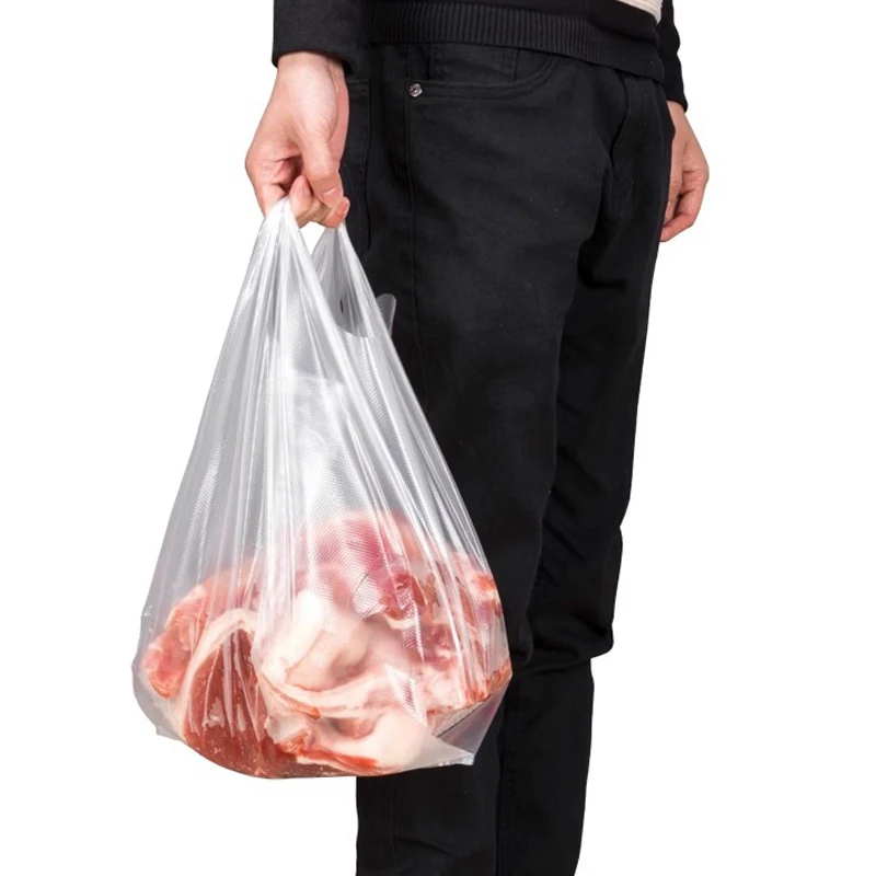 100pcs/pack 3 Sizes Carry Out Bags White Gift Bag Retail Supermarket Grocery Shopping Plastic Bags with Handle Food Packaging food storage bags plastic food storage bags plastic packaging bags