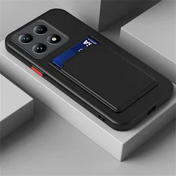 Luxury Silicone Wallet Card Holder Phone Case - Shockproof Coque for Xiaomi 14T Pro (Black)