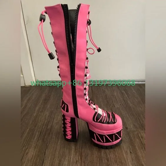 pink platform booties