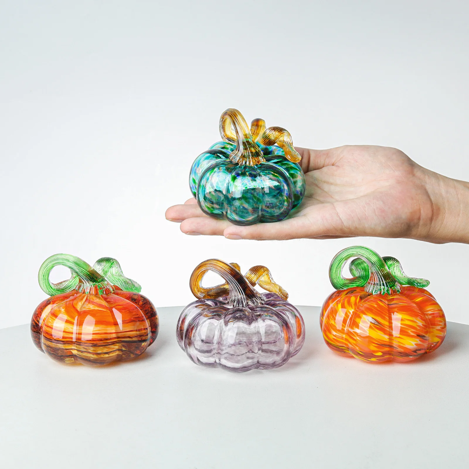 Figurine Citrouille En Cristal K9 7,1 Cm Champagne - Presse-Papier Décoration Halloween, Automne Et Récolte
