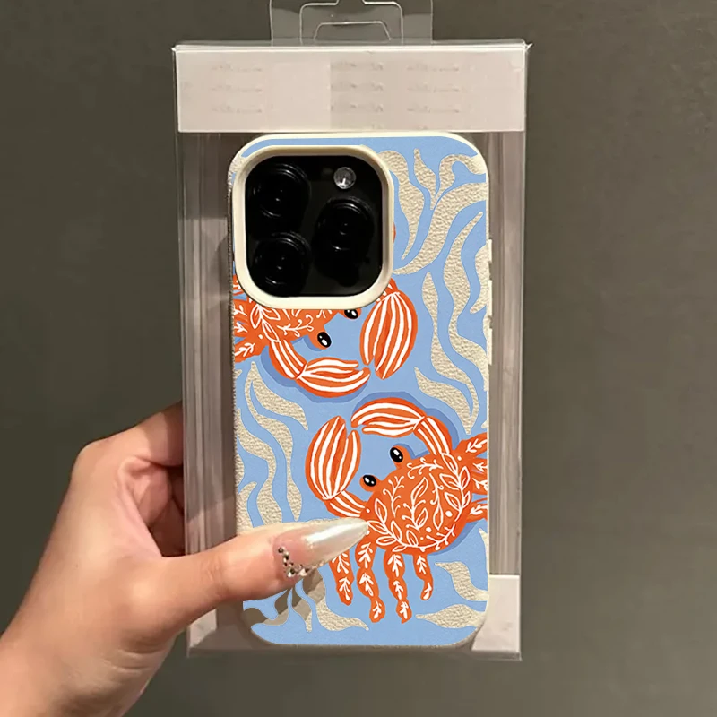 Vibrant Orange Crab Wave Shockproof Silicone Phone Case