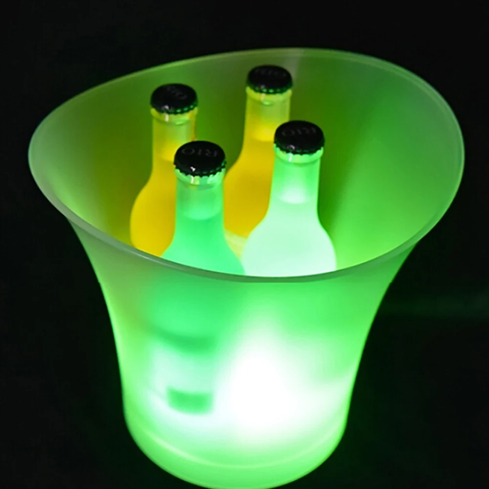 1/2/3pcs 5L Colorful LED Light Up Waterproof Plastic LED Ice Bucket Champagne Beer Bucket Bars Nightclubs Bars Night Party