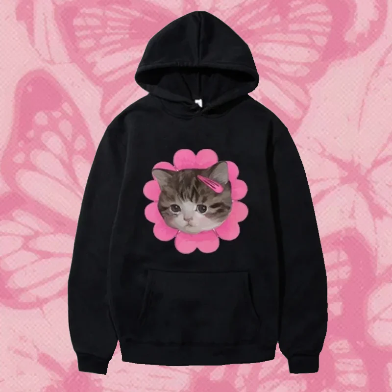 

Толстовка с капюшоном в винтажном стиле для мужчин и женщин, Модный свитшот с графическим принтом, пуловер с длинными рукавами в стиле Харадзюку, Осень-зима, Y2k