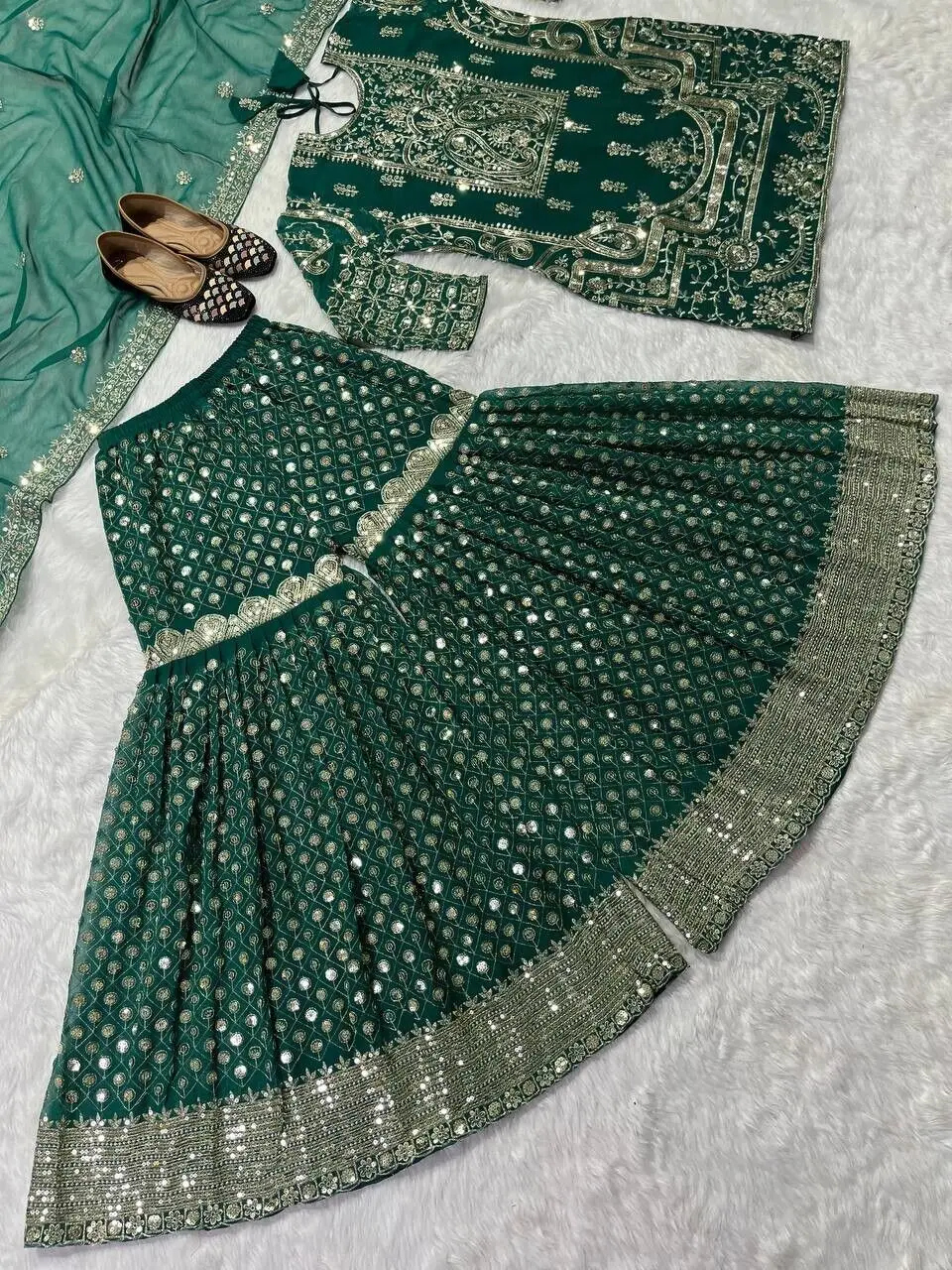 Imitation Georgette Top Dupata Set Indian Wedding Dress