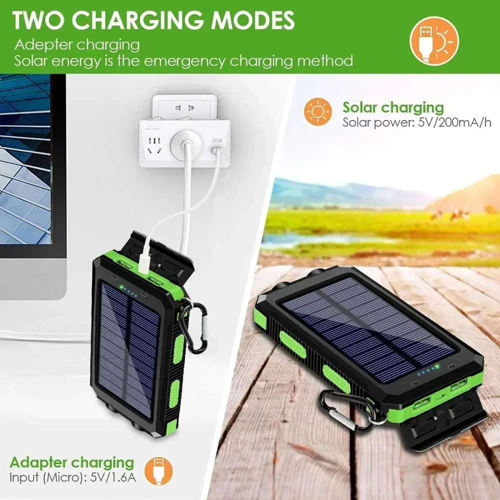 200000 mAh Solar Power Bank Водонепроницаемый мобильный аккумулятор ...
