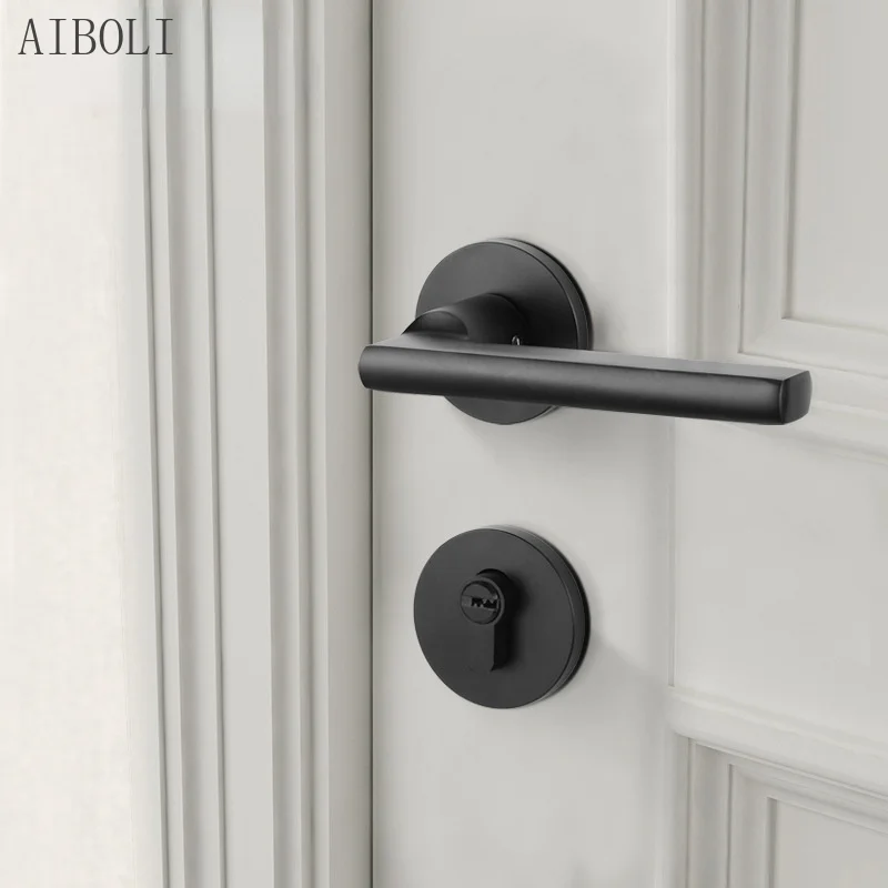 Serrure de porte de chambre à coucher  Serrure de porte intérieure en  alliage d'aluminium Continental antique pour porte de salle de bains,  double poignée à roulement - AliExpress