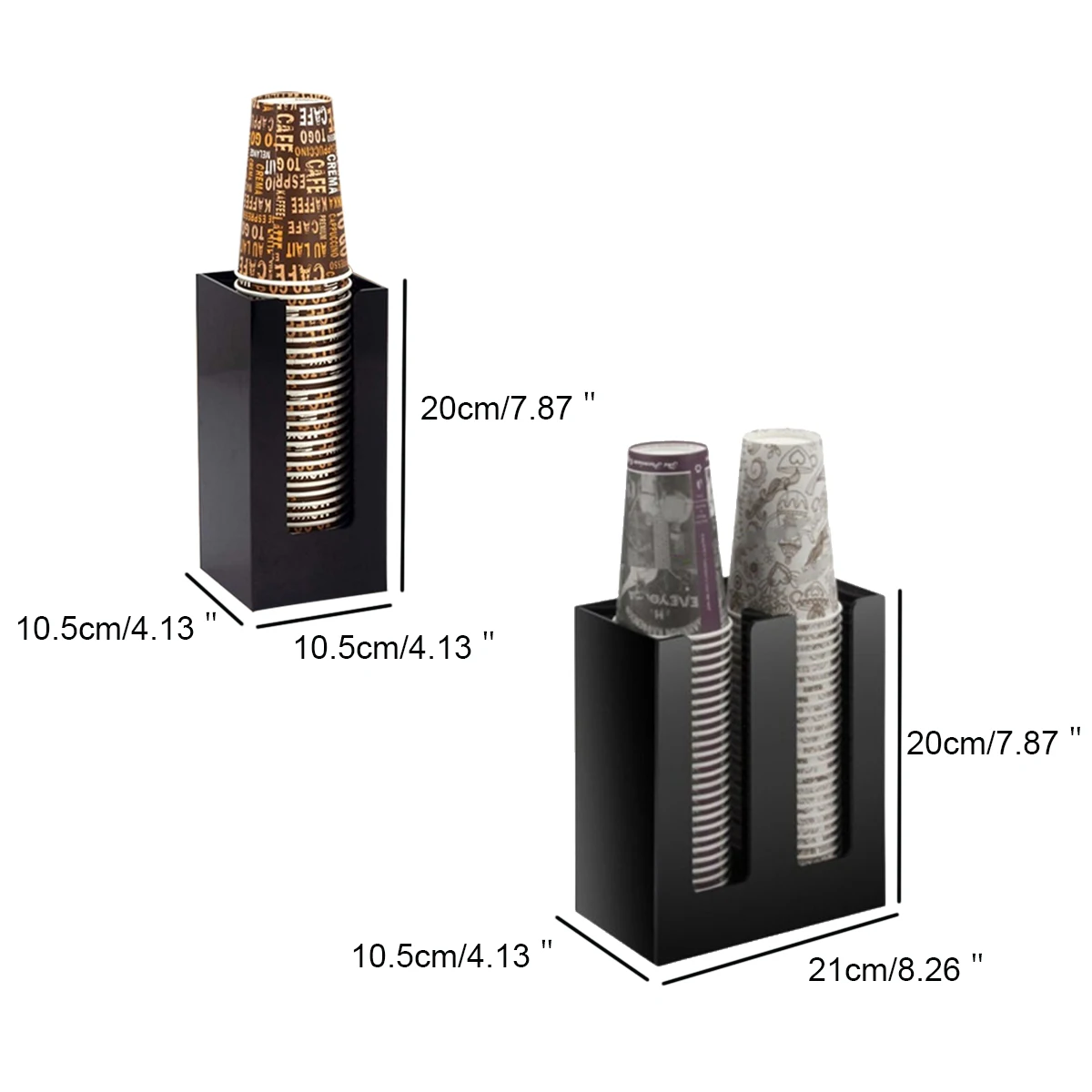 Popular Black Coffee Cup Dispenser Vertical Compartments Bar Counter Cup Storage Holder Durable Sturdy Cup Lid Holder 2