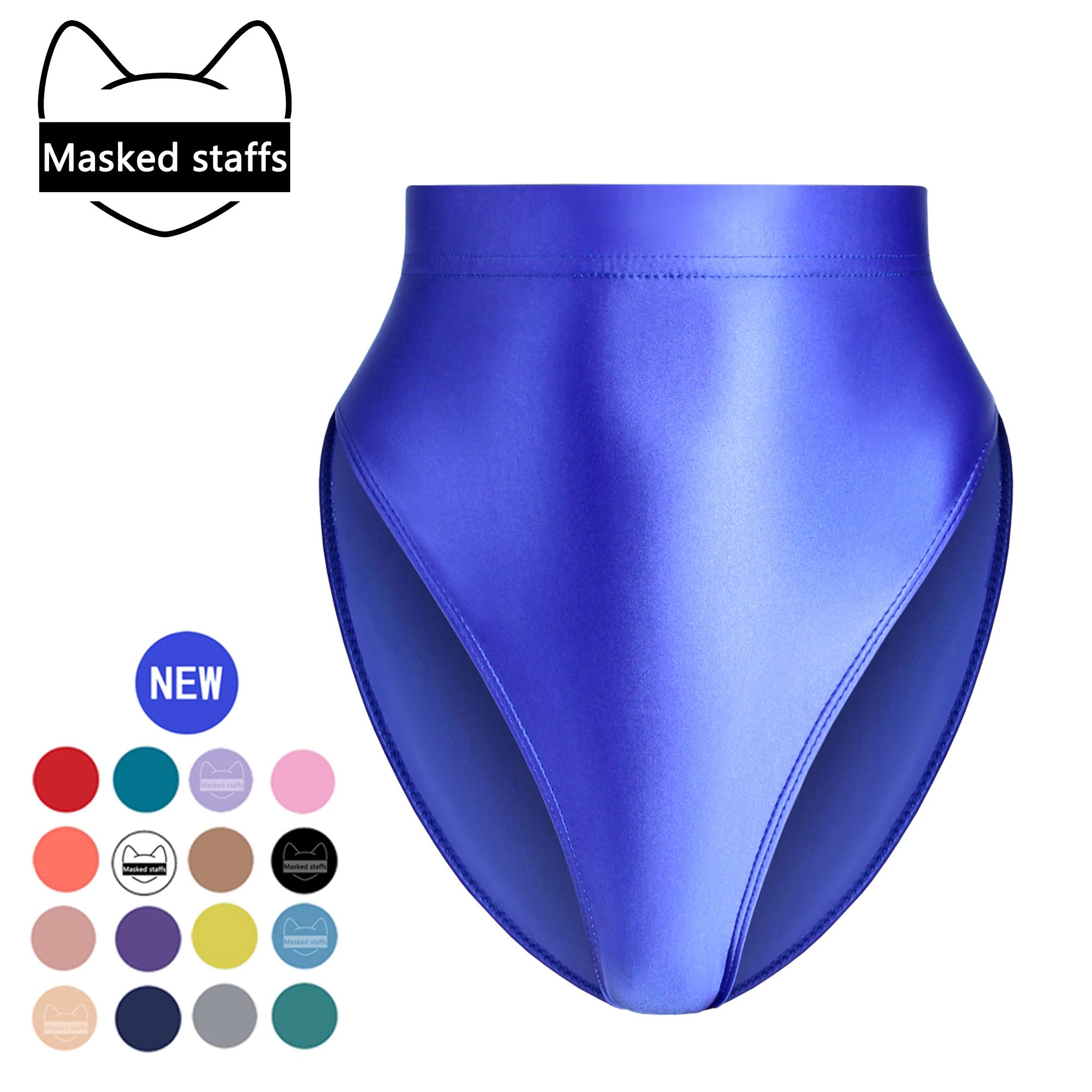 Masked staffs glossy T-shaped pants with buttocks sexy Silky solid bikini high waist tights underpants and high fork Oily briefs
