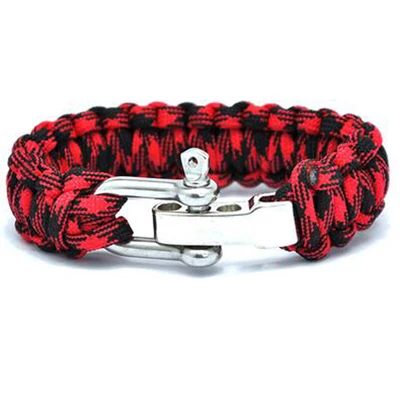 1PC Survival Paracord Bracelet Stainless Steel Buckle Bracelet Wilderness Wristband 