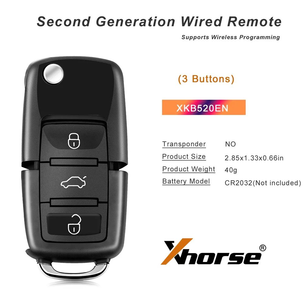 Xhorse XKB501EN Wired Universal Remote Key for Volkswagen B5 Type 3 Buttons