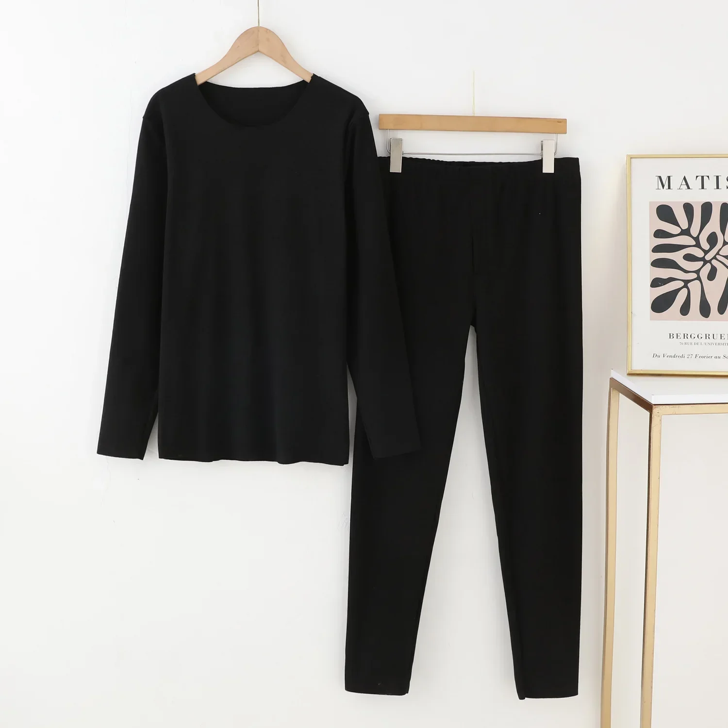 Autumn/Winter New Men's Warm Set Pajamas Long Sleeve Long Pants Two Piece Round Neck Double sided German Velvet Home Fur