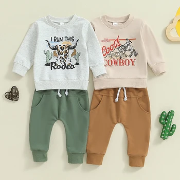 Baby Boy Western Cow Print Outfit Set 1