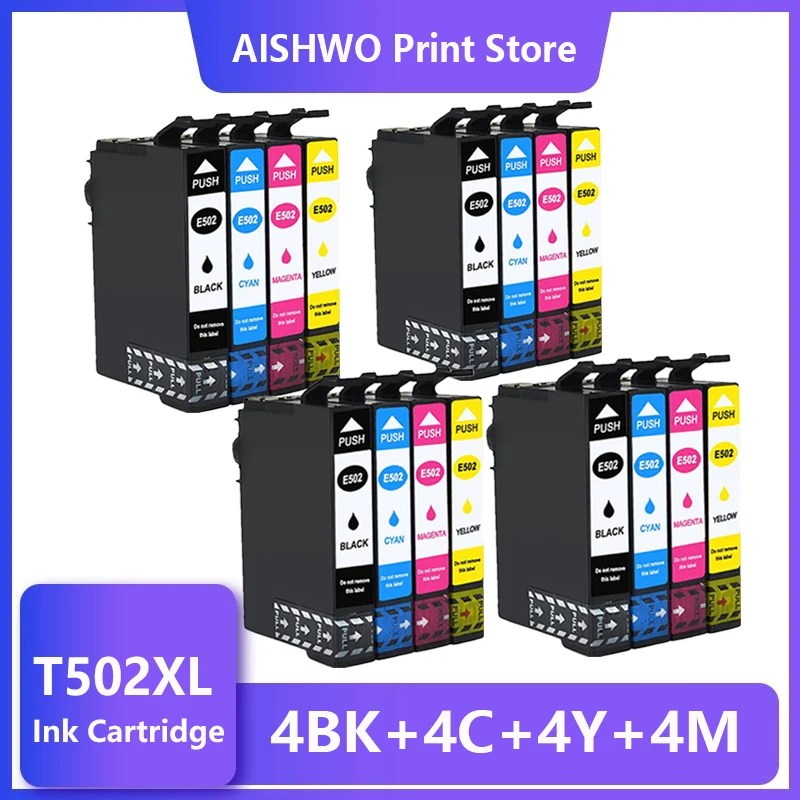 

ASW T502XL 502 502XL full Ink Cartridge with Chip Compatible for epson XP5100 xp5105 WF2860 WF2865 printers