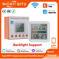 RightSitu Tuya WiFi Temperature Sensor Humidity Sensor Backlight Hygrometer Thermometer TH08 Work With Yandex Alice