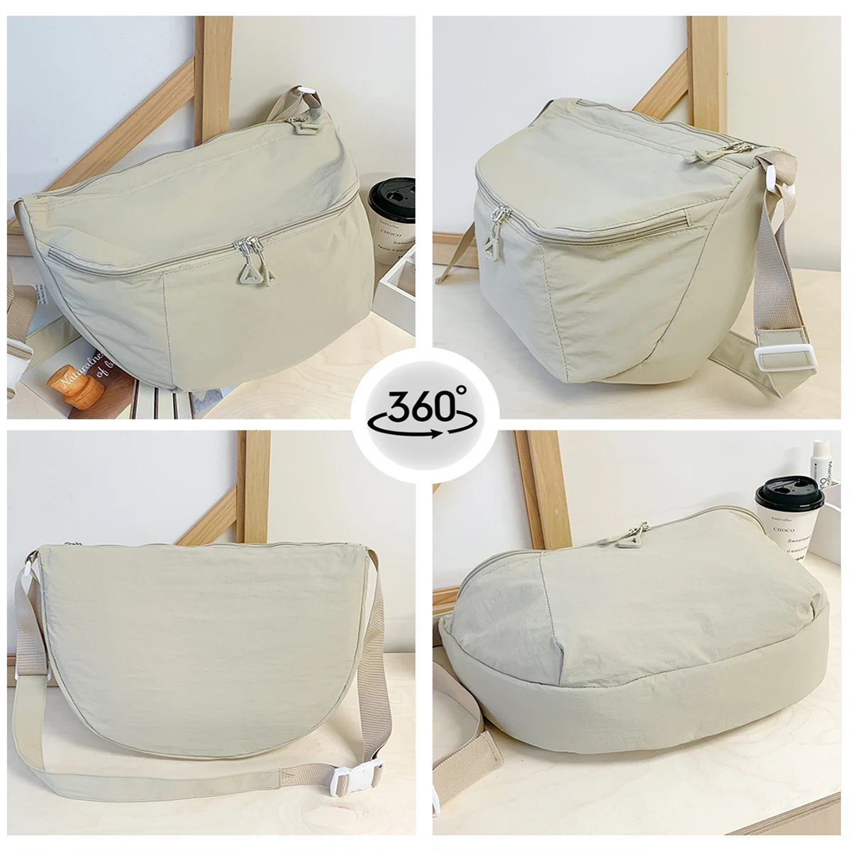 One-Shoulder Crossbody Nylon Dumpling Bag for Men, Large Capacity for Commuting and Travel, Casual and Relaxed Style Bag for Female College Students