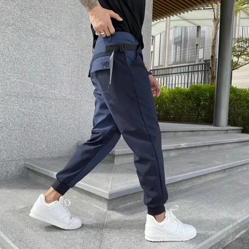 

Y-3 Y3 Yohji Yamamoto с функцией сращивания инструментов, весенние и осенние повседневные спортивные брюки, мужские Модные брюки с закрывающей штаниной