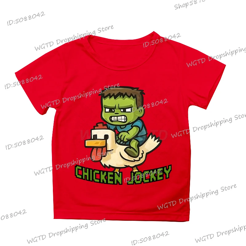 Chicken Jockey Print T Shirt Boys Girls Anime Cartoon Clothes Funny Game Chicken - Picture 18 of 21