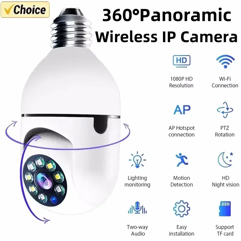 E27 Bulb Camera 4X Digital Zoom AI Human Motion Detect Full Color Night Vision Surveillance Camera APP Yiiot surveillance camera bulb camera