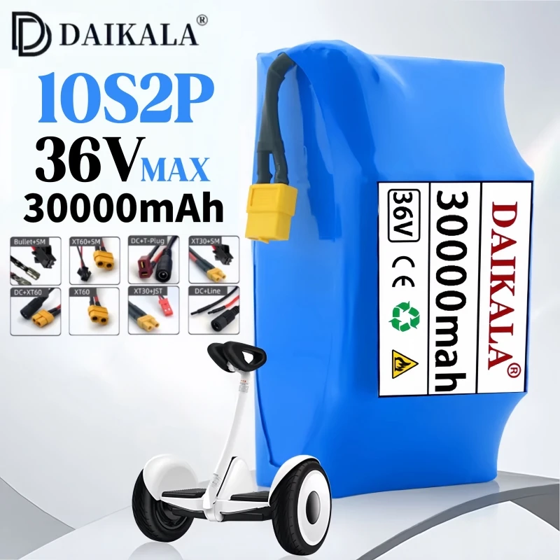 Rechargeable Battery 36V 10S2P 30Ah Rechargeable Lithium Battery pack 550W True for Electric Self-balancing Scooter HoverBoard Unicycle with BMS