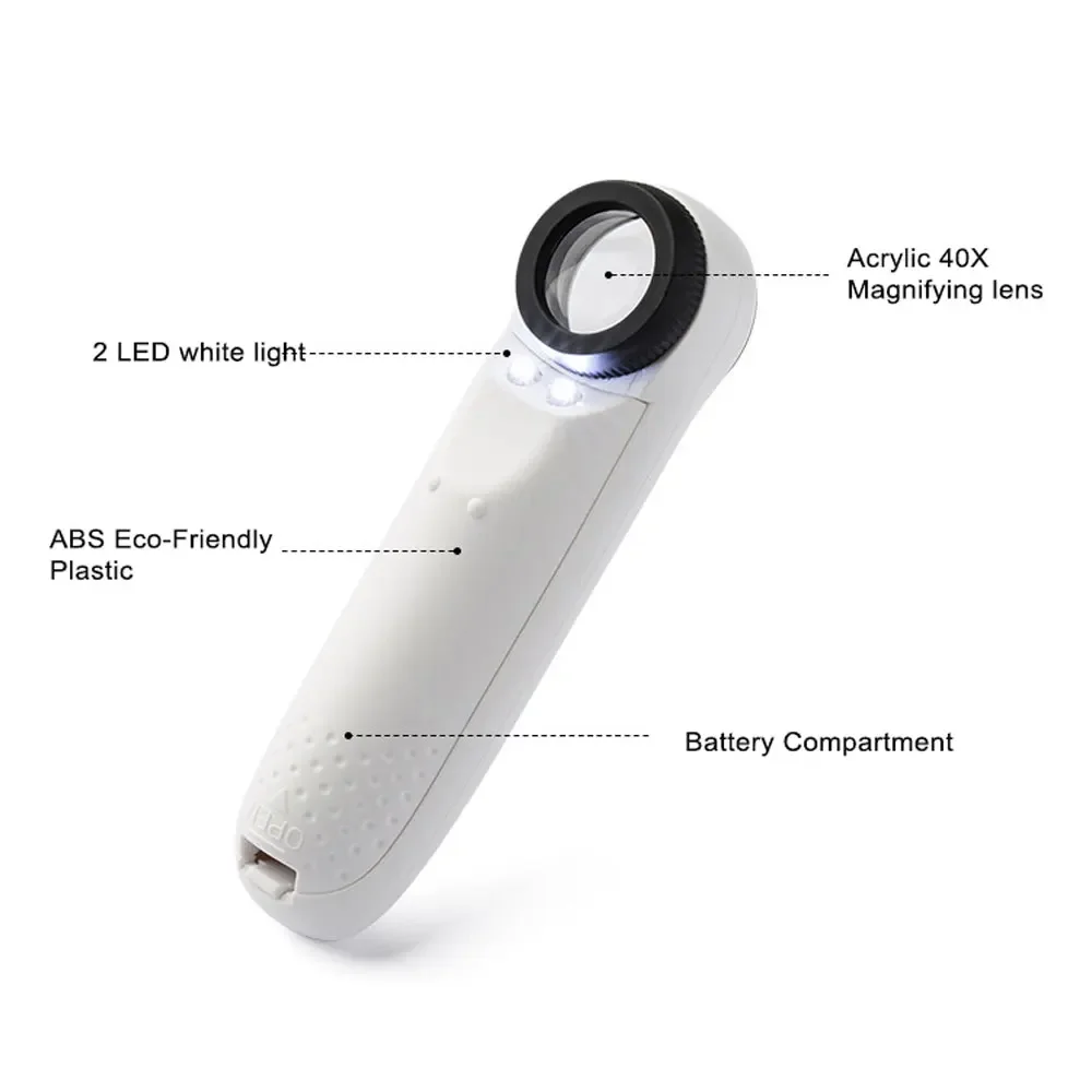 LED 조명 휴대용 돋보기, 쥬얼리 루페, 눈 렌즈, 시계 수리 도구, 회로 기판, 21mm, 40X
