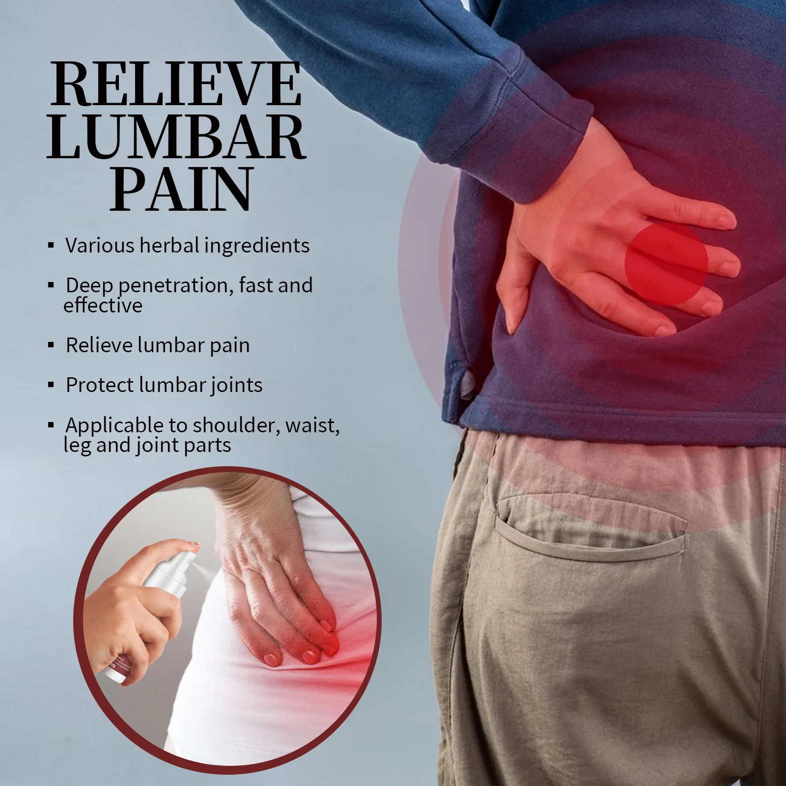 Adult products, Lumbar Cold Gel Spray for Relaxing Muscles, Activating Collaterals and Fatigue Pain of Lumbar Cervical Joints