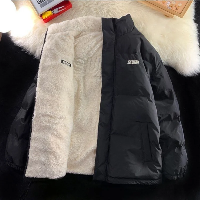 Winter Heated Coat Loose Fleece Outerwear Korean Fashion Thickening Cotton-padded Leisure Stand Collar Lovers Windbreak Jacket