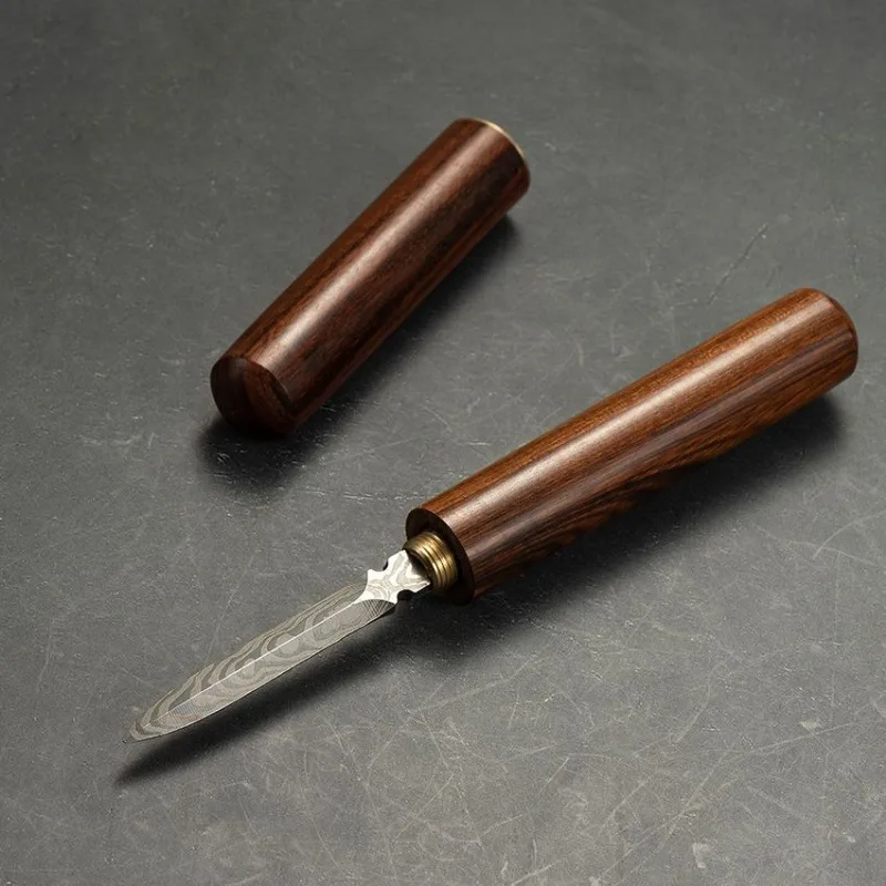 Pu'er tea knife Damascus handmade stainless steel tea needle set accessories