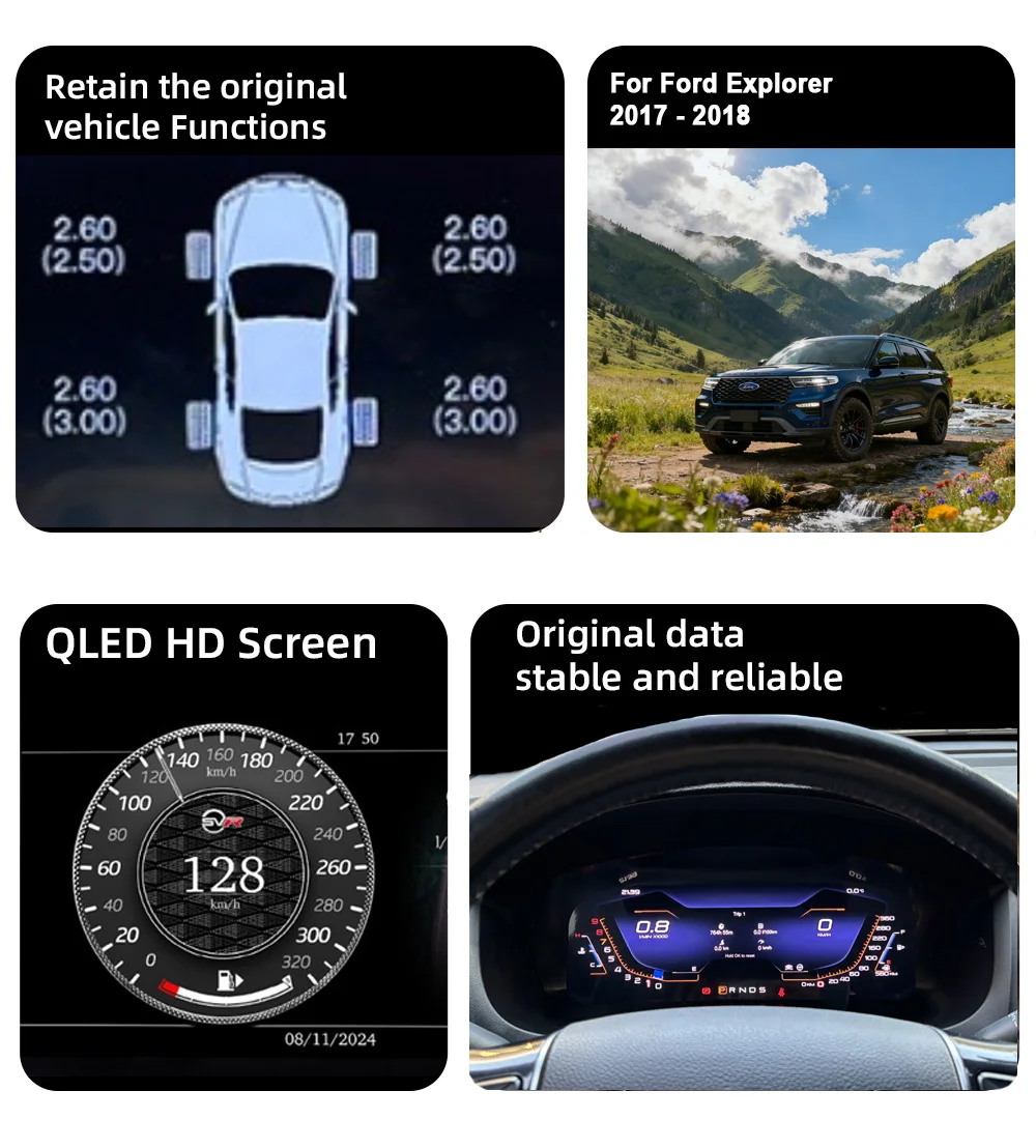Digital Instrument Cluster For Ford Explorer 2017-2018 Wireless CarPlay Speedome