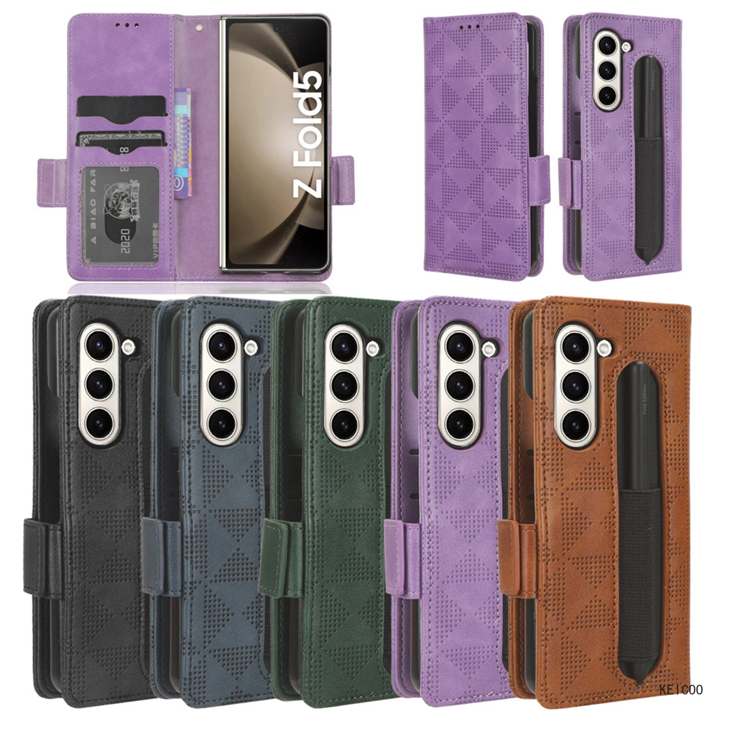 Custodie Aziendali Per Samsung Galaxy Z Fold5 Z Fold5 Sm-F946B Cover In Pelle Triangolare Simmetrica Custodia Antiurto Per Telefono Etui