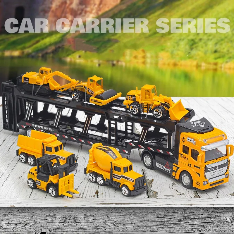 

Toy Truck Carrier Transport Car Toy Cars Play Set Container Car Engineering Vehicle Transport With Slide