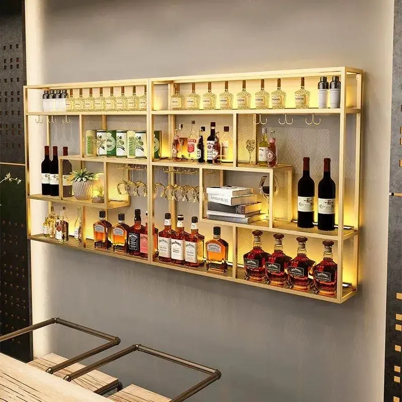 Bottles Restaurant Wine Cabinets Hanging Cellar Cocktail Patio Wine Racks Liquor Display Metal Botellero Vino Liquor Furniture