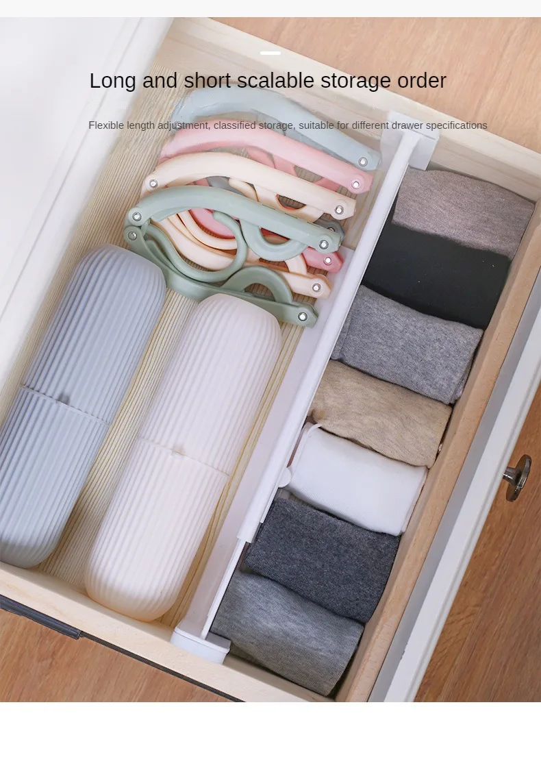 Description Picture 4 of item1/4pcs Drawer Dividers Adjustable Kitchen Expansion Contraction Combination Drawer Organizer Plastic Organizer Storage Drawers