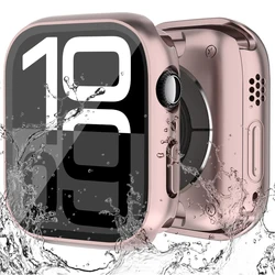 Premium 360° Bumper Tempered Glass Cover for Smartwatch - 46mm/42mm Screen Protector (Rose gold)