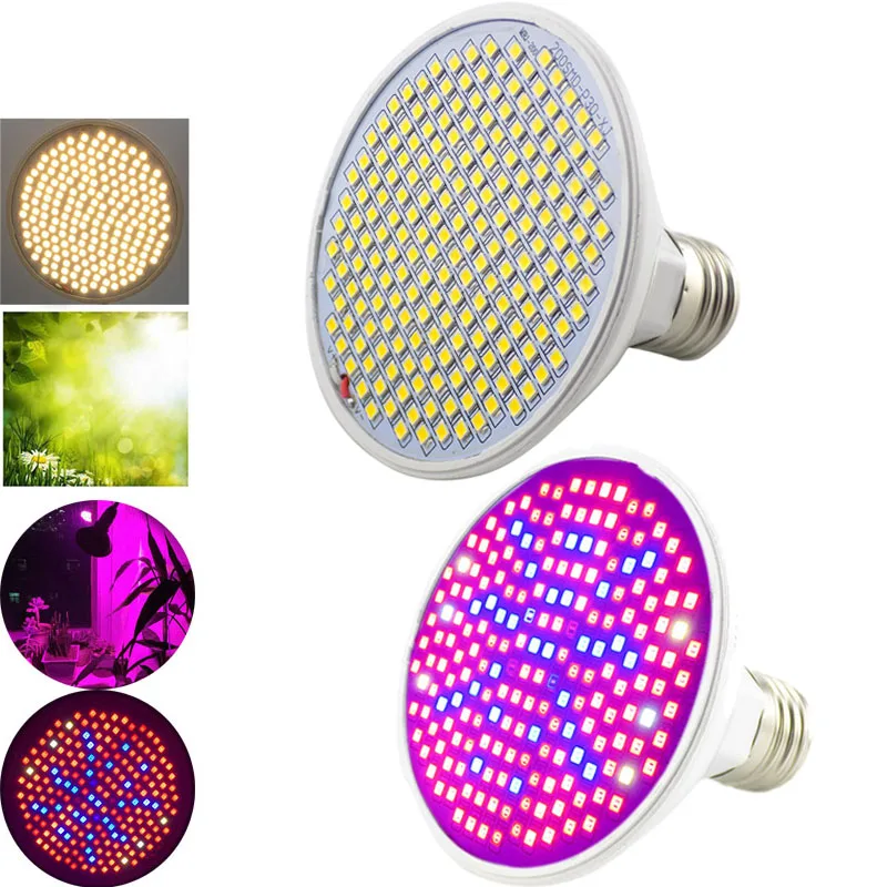 200 Led Full Spectrum Plant Grow light Growth Lamp LED Bulbs Vegetable growbox Tent Lighting Greenhouse E27 Socket u