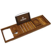 ชั้นวางของในอ่างอาบน้ำแบบพับเก็บได้ตัวยึดแท็บเล็ตโทรได้แบบเคลื่อนที่ได้ของโรงแรมทำจากไม้ป้องกันการกัดกร่อน 4