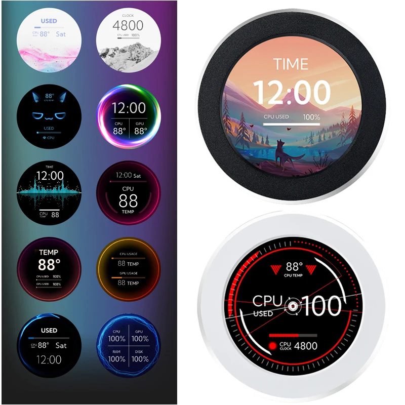 Polegada Ips Círculo de Monitoramento Expandir a Tela Cpu Gpu Ram Data de Funcionamento Ssd Dispositivo do Monitor de Resfriamento de Água do Computador 2.1