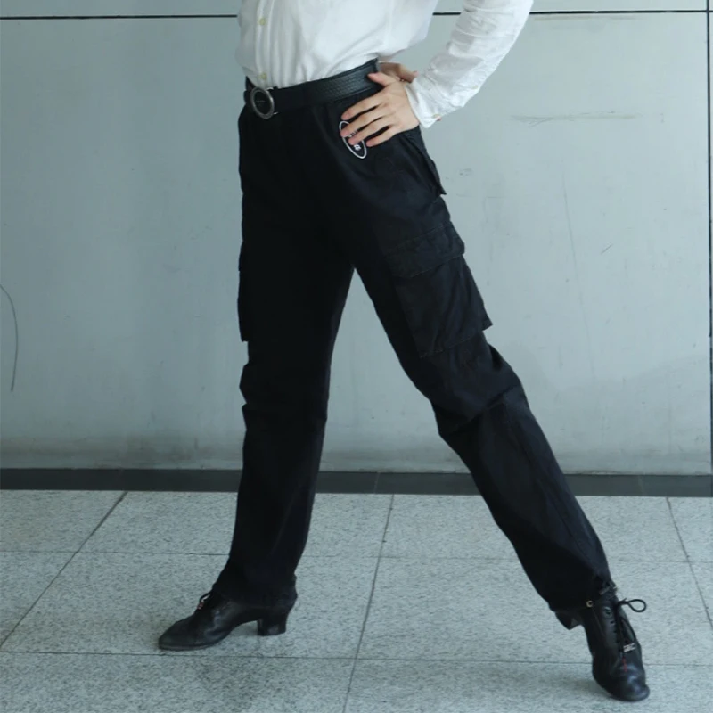 

Женские брюки для латиноамериканских танцев, черные брюки с карманами, модель DQS15435 для взрослых, 2024