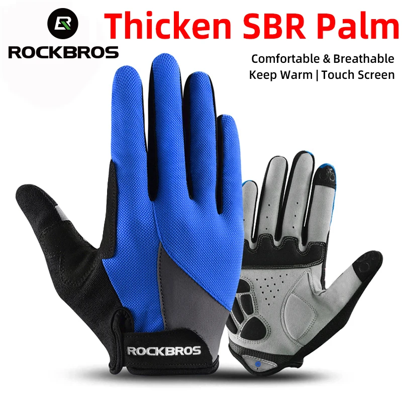ROCKBROS Bicycle Full Finger Cycling Gloves Touch Screen MTB Road Bike Gloves 