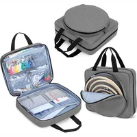 Multiple Pockets Embroidery Project Bag, Square Embroidery Supplies Storage Tote Bag, Portable Craft Carry Case 5