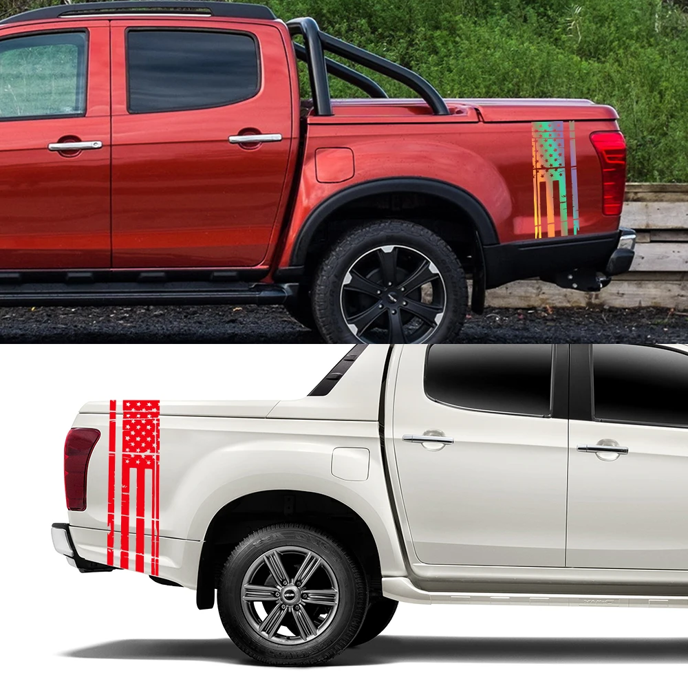 Calcomanía De Bandera Americana Para Ventana De Coche - Ajuste Universal, Color Negro Mate