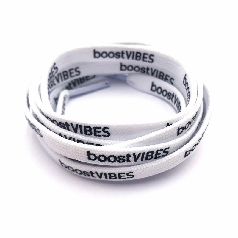 Weiou Laces Flat Printed BoostVIBES Shoelaces Black White Double-sided Printing Extra Long Shoestring Sports Drawstring 60-180cm