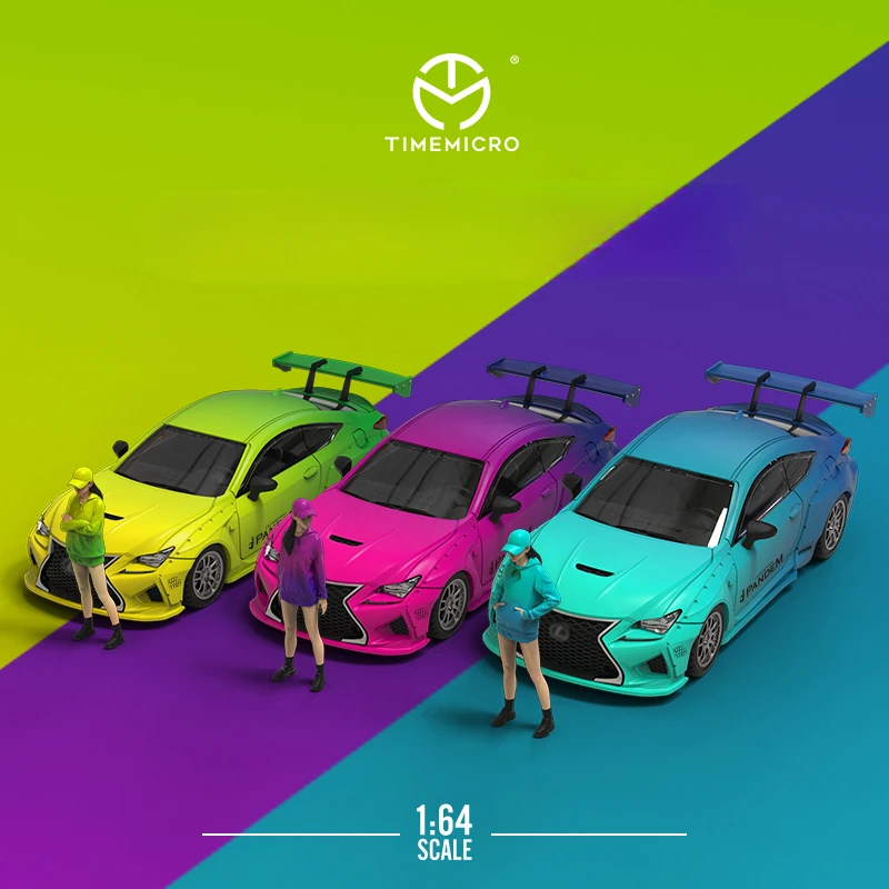 Time Mirco Tm 1:64 Pamdem Rocket Bunny Rcf Matte Gradient Blue /Pink /Yellow Model Car