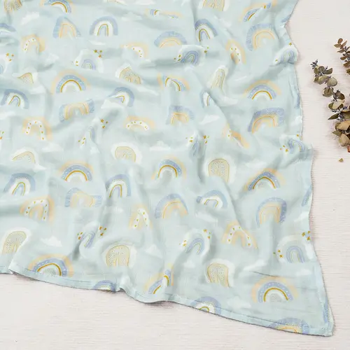 Elinfant Cute Soft Print Baby Towel Wrap 120x110cm Bamboo Cotton Baby Muslin Swaddle Blanket - Image 10