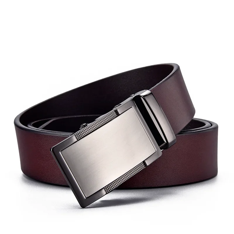 Men Leather Belt With Automatic Buckle For Jeans leather belt mens belt waist belt jeans belts toothless automatic buckle belt